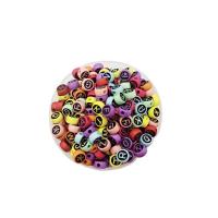 Alphabet Acrylic Beads, Flat Round, DIY & enamel, more colors for choice, 4x7mm, Approx 3600PCs/Bag, Sold By Bag