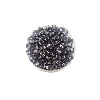 Száma akril gyöngy, festett, DIY, fekete, 6x6mm, Kb 3000PC-k/Bag, Által értékesített Bag