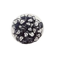 Malede akryl perler, Alfabet bogstav, du kan DIY, sort, 10x13mm, Hole:Ca. 2.2mm, Ca. 1000pc'er/Bag, Solgt af Bag