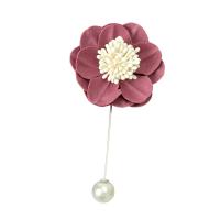 Plastic Pearl Brooch Cloth with iron pin & Plastic Pearl Flower silver color plated for woman 95mm Sold By PC