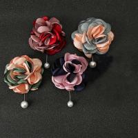 Plastic perle broche, Klud, med jern pin & Plastic Pearl, Flower, sølvfarvet forgyldt, for kvinde, flere farver til valg, 108mm, Solgt af PC