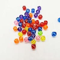 Malede akryl perler, Square, du kan DIY, blandede farver, 8mm, Hole:Ca. 1.1mm, Ca. 1050pc'er/Bag, Solgt af Bag