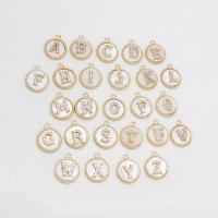 Shell Pendants Brass with Shell Alphabet Letter gold color plated DIY & with rhinestone golden nickel lead & cadmium free Sold By PC