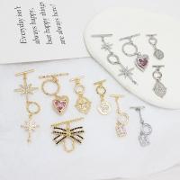 Brass Toggle Clasp plated DIY & micro pave cubic zirconia nickel lead & cadmium free Sold By PC