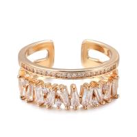 Brass Cuff Finger Ring, rose gold color plated, micro pave cubic zirconia & for woman, rose gold color, nickel, lead & cadmium free, 8mm, Sold By PC