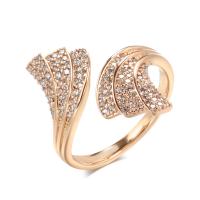 Brass Cuff Finger Ring, rose gold color plated, micro pave cubic zirconia & for woman, rose gold color, nickel, lead & cadmium free, 22mm, Sold By PC