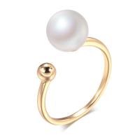 Brass Finger Ring with Plastic Pearl rose gold color plated fashion jewelry & for woman rose gold color nickel lead & cadmium free 8mm Sold By PC