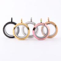 Floating Charms Pendant, Titanium Steel, with Glass, Vacuum Ion Plating, can open and put into something & Unisex, more colors for choice, 25mm, Sold By PC