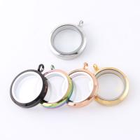 Floating Charms Pendant, Titanium Steel, with Glass, Vacuum Ion Plating, can open and put into something & Unisex, more colors for choice, 30mm, Sold By PC