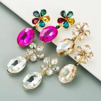 Rhinestone náušnice, Zinek, módní šperky & pro ženy, více barev na výběr, nikl, olovo a kadmium zdarma, 23x53mm, Prodáno By Pair