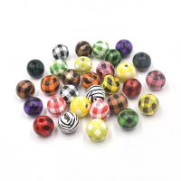 Perles en bois, Impression, DIY & modèles différents pour le choix, plus de couleurs à choisir, 16x16mm, Trou:Environ 4mm, Vendu par PC