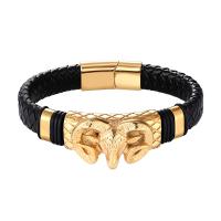 Leather Cord Bracelet, with 316L Stainless Steel, Sheep, plated, fashion jewelry & different length for choice & for man, more colors for choice, Sold By PC