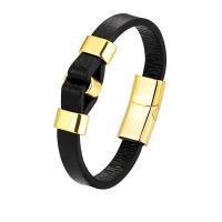 Bracelet cordon en cuir, avec acier inoxydable 316L, Placage, bijoux de mode & longueur différente pour le choix & unisexe, plus de couleurs à choisir, Vendu par PC