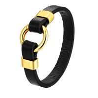 Bracelet cordon en cuir, avec acier inoxydable 316L, Placage, bijoux de mode & longueur différente pour le choix & pour homme, plus de couleurs à choisir, Vendu par PC
