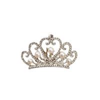 Bridal Tiaras Zinc Alloy with Plastic Pearl Crown silver color plated fashion jewelry & for woman & with rhinestone silver color nickel lead & cadmium free Sold By PC