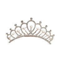 Bridal Tiaras Zinc Alloy with Plastic Pearl Crown silver color plated fashion jewelry & for woman & with rhinestone silver color nickel lead & cadmium free Sold By PC