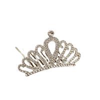Tiaraer, Zinc Alloy, Crown, sølvfarvet forgyldt, mode smykker & forskellige stilarter for valg & for kvinde & med rhinestone, sølv, nikkel, bly & cadmium fri, 65x40mm, Solgt af PC