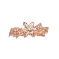 Hair Snap Clips Zinc Alloy Flower gold color plated fashion jewelry & for woman & with rhinestone nickel lead & cadmium free Sold By PC
