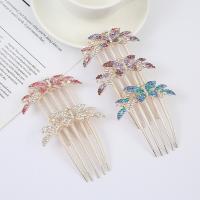 Decorative Hair Combs, Tibetan Style, Flower, light gold color plated, vintage & for woman & with rhinestone, more colors for choice, nickel, lead & cadmium free, 80x90x15mm, Sold By PC