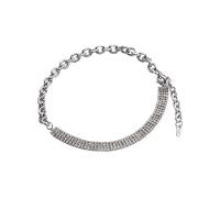 Titanium Steel Necklace with 5.4cm extender chain high quality silver color plated fashion jewelry & Unisex & micro pave cubic zirconia silver color Length Approx 31.7 cm Sold By PC