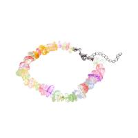 Crystal Bracelets, with 5.1cm extender chain, irregular, silver color plated, fashion jewelry & for woman, multi-colored, Length:Approx 16.9 cm, Sold By PC