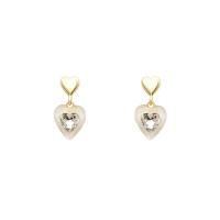 Zinc Alloy Earring Findings with Resin Heart high quality gold color plated fashion jewelry & for woman & with rhinestone golden nickel lead & cadmium free Sold By Pair