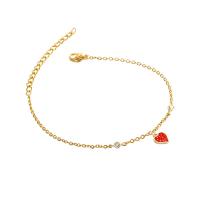 Bracelet d'acier titane, avec 4.5cm chaînes de rallonge, coeur, couleur de haute qualité d'or plaqué, bijoux de mode & pour femme & avec strass, doré, Longueur:Environ 15.5 cm, Vendu par PC