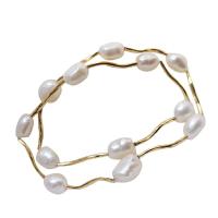 Natural Freshwater Pearl Necklace Zinc Alloy with Freshwater Pearl gold color plated fashion jewelry & for woman golden nickel lead & cadmium free Length Approx 34 cm Sold By PC