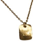 Collar de Acero Titanio, Partículas de acero, 18K chapado en oro, Joyería & unisexo, dorado, 8x10mm, longitud aproximado 17.7 Inch, Vendido por UD