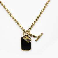 Titanium Steel Necklace, gold color plated, fashion jewelry & Unisex, gold, 15x30mm, Length:Approx 23.6 Inch, Sold By PC