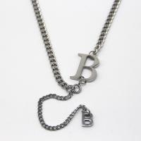 Titanium Steel Necklace, Letter B, plated, fashion jewelry & Unisex, 16x20mm, Length:49 cm, Sold By PC
