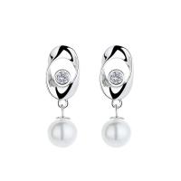 925 Sterling Silver Drop &  Dangle Earrings polished micro pave cubic zirconia & for woman 27mm Sold By Pair