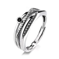 Cubic Zirconia micr3ofono pavimenta anillos de plata esterlina, Plata de ley 925, pulido, Ajustable & micro arcilla de zirconia cúbica & para mujer, Vendido por UD