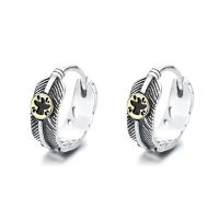 925 sterline d'argento Huggie Orecchino ad anello, Forma a piuma, lucido, gioielli di moda & per la donna, 10mm, Venduto da coppia