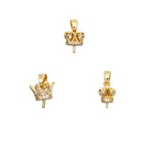 Brass Peg Bail Crown 18K gold plated DIY & micro pave cubic zirconia Sold By PC