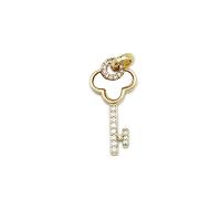 Cubic Zirconia Micro Pave Brass Pendant with White Shell Key 18K gold plated micro pave cubic zirconia Sold By PC