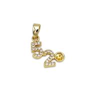 Brass Peg Bail Number 18K gold plated Adjustable & DIY & open & micro pave cubic zirconia Sold By PC