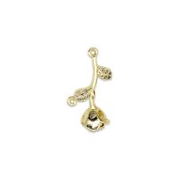 Cubic Zirconia Micro Pave Brass Pendant, Rose, 18K gold plated, DIY & micro pave cubic zirconia, 10x22.50mm, Sold By PC