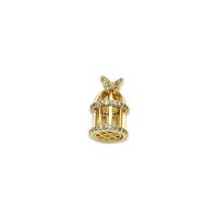 Cubic Zirconia Micro Pave Brass Pendant, Cage, 18K gold plated, micro pave cubic zirconia, 9x14mm, Sold By PC