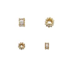 Entretoise de perles en laiton, Plaqué or 18K, normes différentes pour le choix & pavé de micro zircon, Vendu par PC