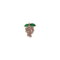 Cubic Zirconia Micro Pave Brass Pendant, Grape, 18K gold plated, different size for choice & micro pave cubic zirconia, purple, 12.50x15.50mm, Sold By PC