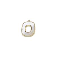 Natural White Shell Pendants, Brass, with White Shell, 18K gold plated, hollow, 14x19mm, Sold By PC