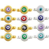 Evil Eye Connector, Tibetan Style, DIY & enamel, more colors for choice, nickel, lead & cadmium free, 12.50x7mm, 100PCs/Bag, Sold By Bag