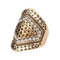 Rhinestone Finger Ring Zinc Alloy antique gold color plated fashion jewelry & for woman & with rhinestone nickel lead & cadmium free 29mm Sold By PC