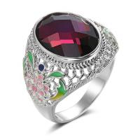 Vještački dijamant Ring Finger, Mesing, srebrne boje pozlaćen, modni nakit & različite veličine za izbor & za žene & emajl, nikal, olovo i kadmij besplatno, 22mm, Prodano By PC