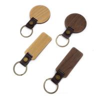 Schlüsselanhänger, Zinklegierung, mit PU Leder & Holz, unisex & verschiedene Stile für Wahl, keine, frei von Nickel, Blei & Kadmium, verkauft von PC