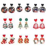 Resin Drop Earring with Zinc Alloy Christmas Design & for woman Sold By Pair
