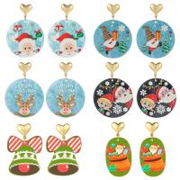 Resin Drop Earring with Zinc Alloy Christmas Design & for woman Sold By Pair