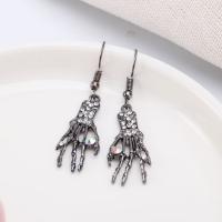 Tibetan Style Drop Earring, Halloween Jewelry Gift & for woman & with rhinestone, nickel, lead & cadmium free, 29x11mm, Sold By Pair