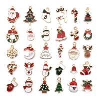 Tibetan Style Christmas Pendants, Christmas Design & DIY & enamel, nickel, lead & cadmium free, 20mm, 30PCs/Bag, Sold By Bag